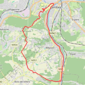 Itinéraire Circuit vélo musculaire-NAMUR-WEPION-PROFONDEVILLE, distance, dénivelé, altitude, carte, profil, trace GPS