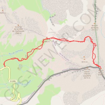 Itinéraire Rocca Rossa, distance, dénivelé, altitude, carte, profil, trace GPS