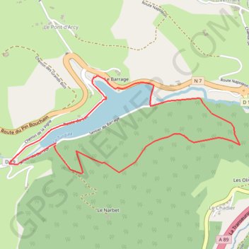 Itinéraire Le barrage de Joux - Joux, distance, dénivelé, altitude, carte, profil, trace GPS
