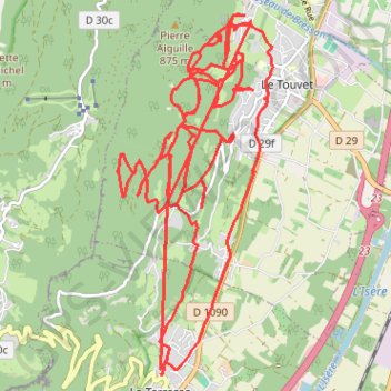 Itinéraire Forêt du Touvet, sentiers et chemins, distance, dénivelé, altitude, carte, profil, trace GPS