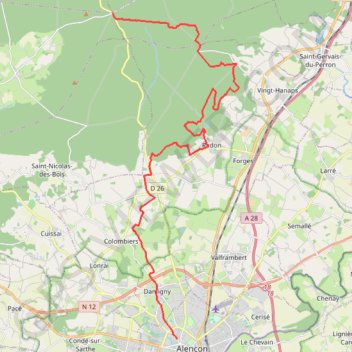 Itinéraire Croix de Médavy - Alençon, distance, dénivelé, altitude, carte, profil, trace GPS