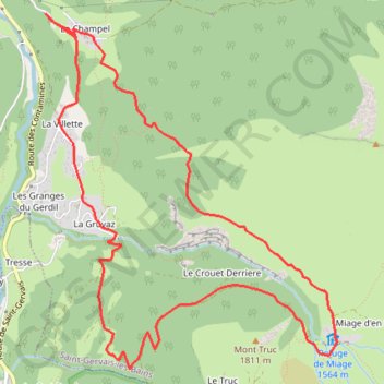 Itinéraire Randonnée au Refuge de Miage, distance, dénivelé, altitude, carte, profil, trace GPS