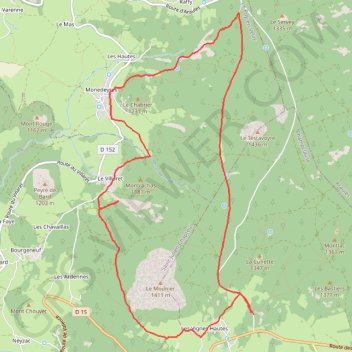 Itinéraire Virée dans le Meygal - Boussoulet, distance, dénivelé, altitude, carte, profil, trace GPS
