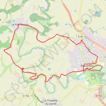 Itinéraire Beeaupréau, distance, dénivelé, altitude, carte, profil, trace GPS