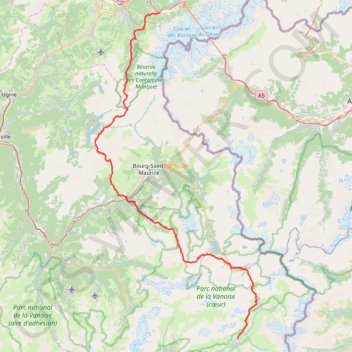 Itinéraire GR 5 : Des Houches (Haut-Savoie) à Bessans (Savoie), distance, dénivelé, altitude, carte, profil, trace GPS