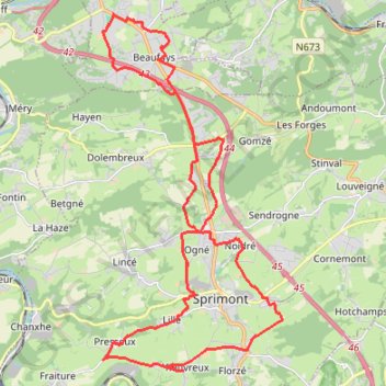 Itinéraire 01/07/2023 Sprimont Beaufays, distance, dénivelé, altitude, carte, profil, trace GPS