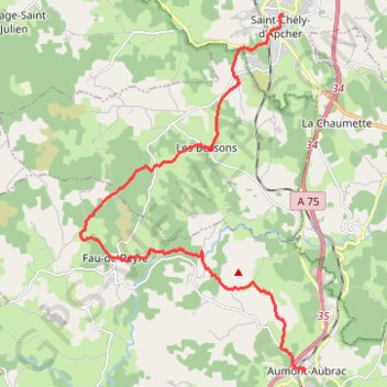 Itinéraire De Saint-Chely-d'Apcher à Aumont-Aubrac, distance, dénivelé, altitude, carte, profil, trace GPS