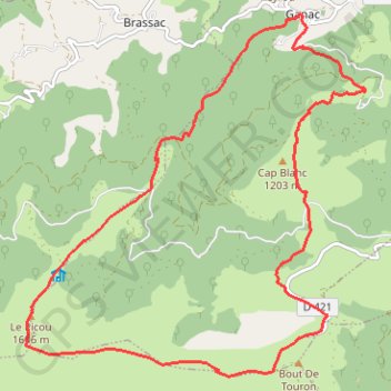 Itinéraire Le Picou depuis Ganac, distance, dénivelé, altitude, carte, profil, trace GPS