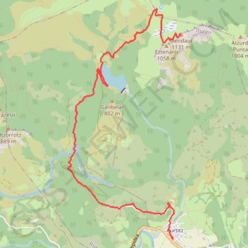 Itinéraire Auritz - Mendaur, distance, dénivelé, altitude, carte, profil, trace GPS