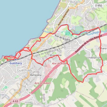 Itinéraire Circuit Ithurbidea à Bidart, distance, dénivelé, altitude, carte, profil, trace GPS
