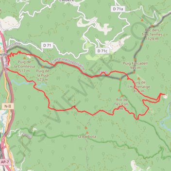 Itinéraire a auleda de requesens, distance, dénivelé, altitude, carte, profil, trace GPS