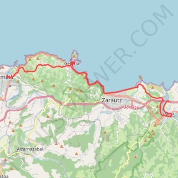 Itinéraire Orio-Zumaia, distance, dénivelé, altitude, carte, profil, trace GPS