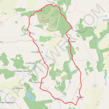 Itinéraire Autour du Montaigu, distance, dénivelé, altitude, carte, profil, trace GPS