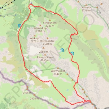 Itinéraire Rothbühelspitze, distance, dénivelé, altitude, carte, profil, trace GPS