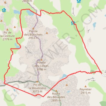Itinéraire Boucles des cerces, distance, dénivelé, altitude, carte, profil, trace GPS