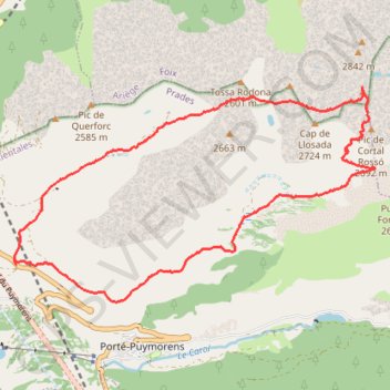 Itinéraire Coma d'Or, des de Col de Puymorens, distance, dénivelé, altitude, carte, profil, trace GPS
