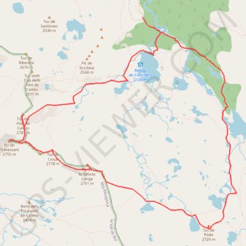 Itinéraire Tuc del Port de Caldes, pic de Travessani, tuc de Lluçà, pic de Tallada Llarga, tuc de Pòdo, distance, dénivelé, altitude, carte, profil, trace GPS