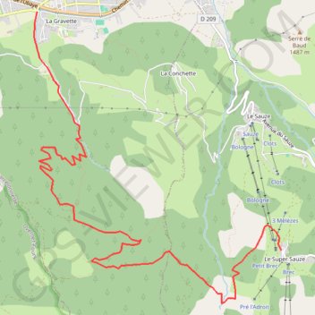 Itinéraire Barcelonnette - Super Sauze, distance, dénivelé, altitude, carte, profil, trace GPS