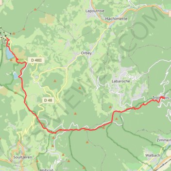 Itinéraire Trois-Épis - Calvaire, distance, dénivelé, altitude, carte, profil, trace GPS