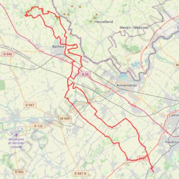 Itinéraire Brevet Wavrin, distance, dénivelé, altitude, carte, profil, trace GPS