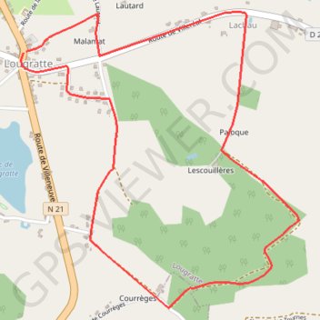 Itinéraire Lougratte, la balade de Saint-Chavit - Pays du Dropt, distance, dénivelé, altitude, carte, profil, trace GPS