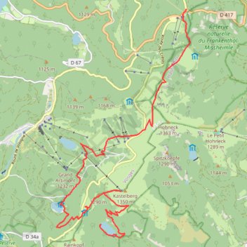 Itinéraire Rando-bivouac des 5 lacs dans les Vosges : du col de la slucht au lac Altenweiher (jour 1), distance, dénivelé, altitude, carte, profil, trace GPS