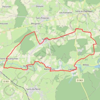 Itinéraire Moulin des vallées de l'Helpe Majeure et de la Solre, distance, dénivelé, altitude, carte, profil, trace GPS