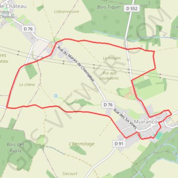 Itinéraire Circuit du vieux Chêne - Muirancourt, distance, dénivelé, altitude, carte, profil, trace GPS