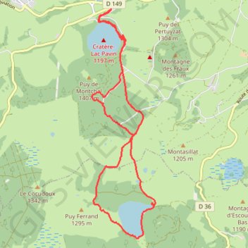 Itinéraire Rando au lac Pavin, distance, dénivelé, altitude, carte, profil, trace GPS