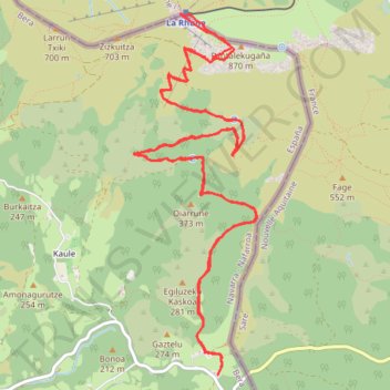 Itinéraire LA RHUNE DEPUIS LIZUNIAGA, distance, dénivelé, altitude, carte, profil, trace GPS