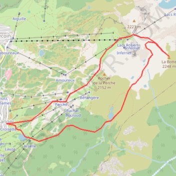 Itinéraire La Botte par le lac Achard depuis Chamrousse, distance, dénivelé, altitude, carte, profil, trace GPS