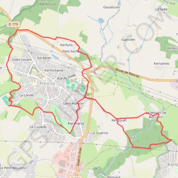 Itinéraire Tour de plescop, distance, dénivelé, altitude, carte, profil, trace GPS