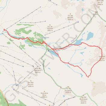 Itinéraire Tuc de Rosari par la hourquette d'Arreu, distance, dénivelé, altitude, carte, profil, trace GPS