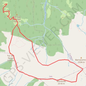 Itinéraire Montlude depuis Les, distance, dénivelé, altitude, carte, profil, trace GPS