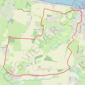 Itinéraire Port-en-Bessin, distance, dénivelé, altitude, carte, profil, trace GPS