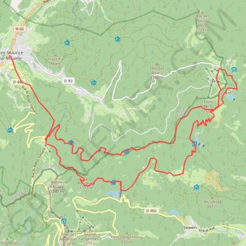 Itinéraire Rando Saint Maurice Gouge Gazon retour sous le ballon, distance, dénivelé, altitude, carte, profil, trace GPS