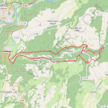 Itinéraire La vallée du cusancin, distance, dénivelé, altitude, carte, profil, trace GPS