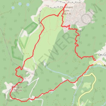 Itinéraire Charmant Som par les cottaves, distance, dénivelé, altitude, carte, profil, trace GPS