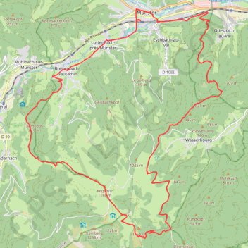 Itinéraire De Munster au Petit Ballon, distance, dénivelé, altitude, carte, profil, trace GPS