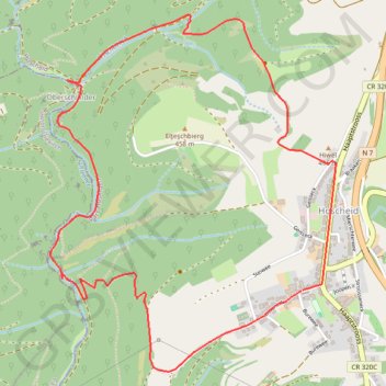 Itinéraire Hoscheid, distance, dénivelé, altitude, carte, profil, trace GPS