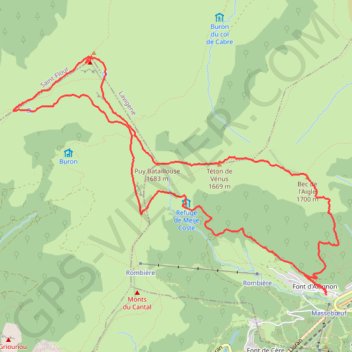 Itinéraire Boucle Bec de l'Aigle - Peyre Arse au départ du Lioran, distance, dénivelé, altitude, carte, profil, trace GPS