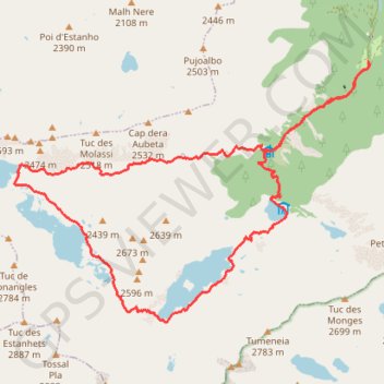 Itinéraire Lacs de Mar et de Rius, distance, dénivelé, altitude, carte, profil, trace GPS