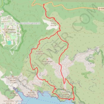 Itinéraire La Gineste - Oeil de verre - cheminée du Diable - La Gineste, distance, dénivelé, altitude, carte, profil, trace GPS