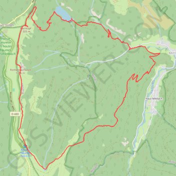 Itinéraire Mittlach - Neurod - Altenweiher, distance, dénivelé, altitude, carte, profil, trace GPS