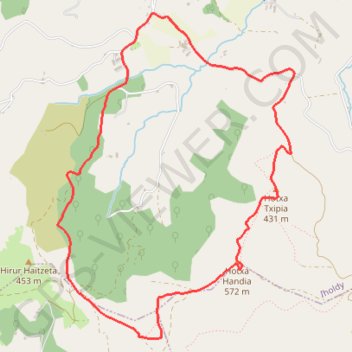 Itinéraire Hoxahandia en circuit depuis Sorhoeta, distance, dénivelé, altitude, carte, profil, trace GPS