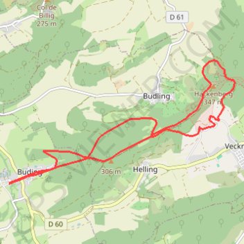 Itinéraire Découverte des bildstocks de Veckring, de Helling et de Budling, distance, dénivelé, altitude, carte, profil, trace GPS