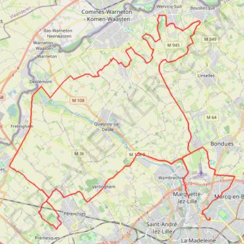 Itinéraire La rando de l'An Nouveau - Marcq-en-Barœul, distance, dénivelé, altitude, carte, profil, trace GPS