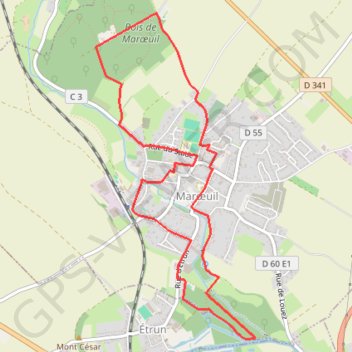 Itinéraire Le sentier de Marœuil entre bois et marais, distance, dénivelé, altitude, carte, profil, trace GPS