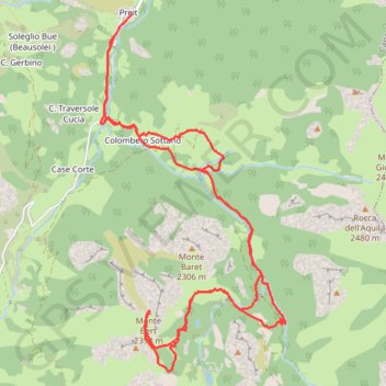 Itinéraire Monte Bert, distance, dénivelé, altitude, carte, profil, trace GPS