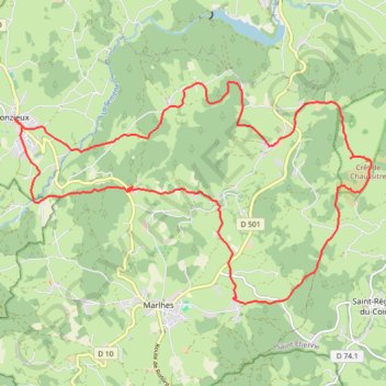 Itinéraire Jonzieux, distance, dénivelé, altitude, carte, profil, trace GPS